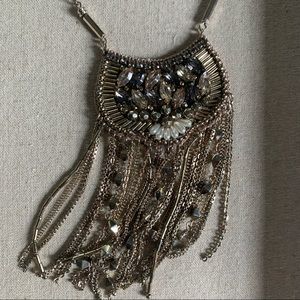 Stella & Dot Beaded Silver Statement Necklace